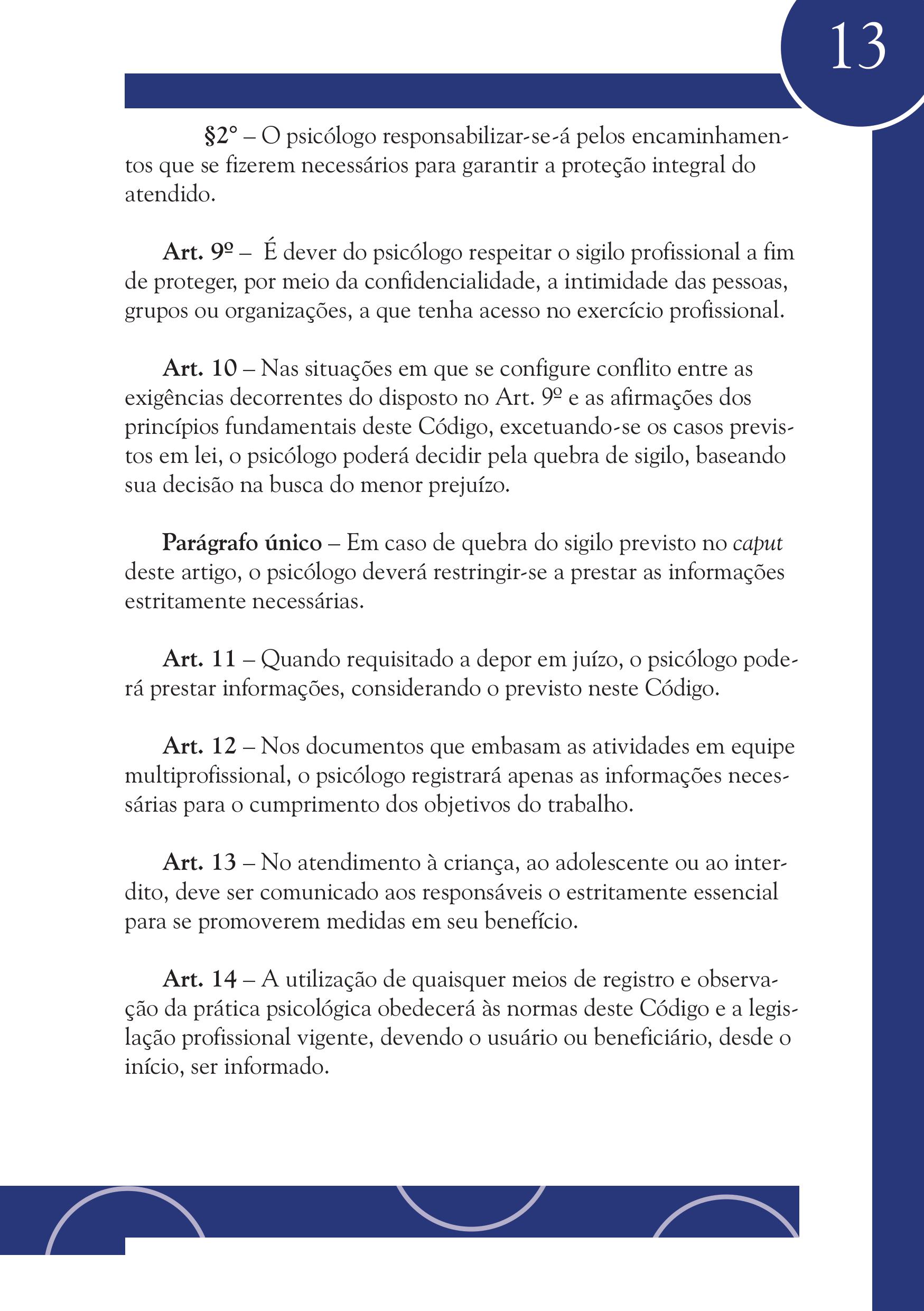 Página 13 do Código de Ética