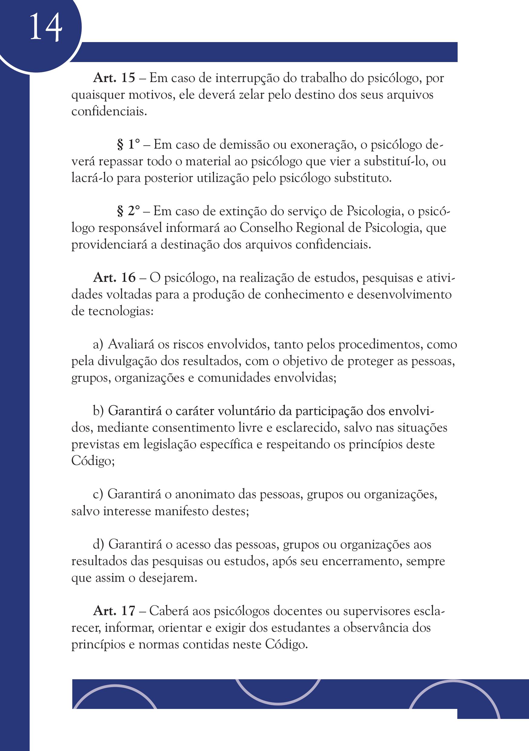 Página 14 do Código de Ética