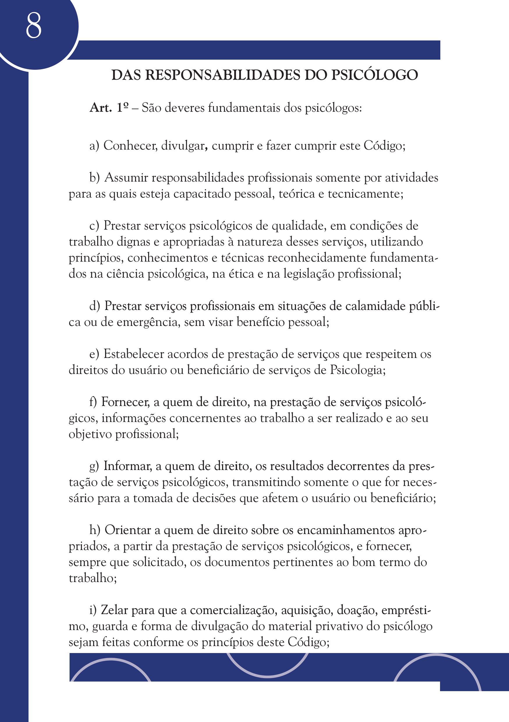 Página 8 do Código de Ética